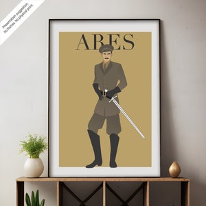 ARES Art Print - Fashion Retro - Greek Gods and Goddesses - INSTANT DOWNLOAD - Vintage Mythology Magazine Cover - Mythical Vintage Wall Art