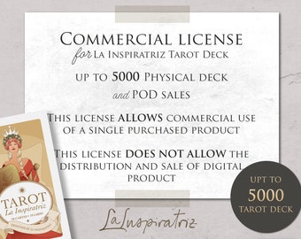 Commercial License LaINSPIRATRIZ TAROT digital deck / Up to 5000 Physical deck and POD sales / Available for purchase.