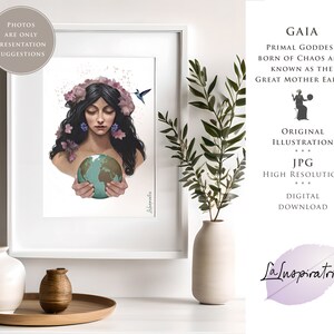 GAIA GODDESS Art Print. GREEK Goddess Artwork. Hand Drawn Original Illustration. Instant Download. Mythology Wall Art. Digital Watercolor.