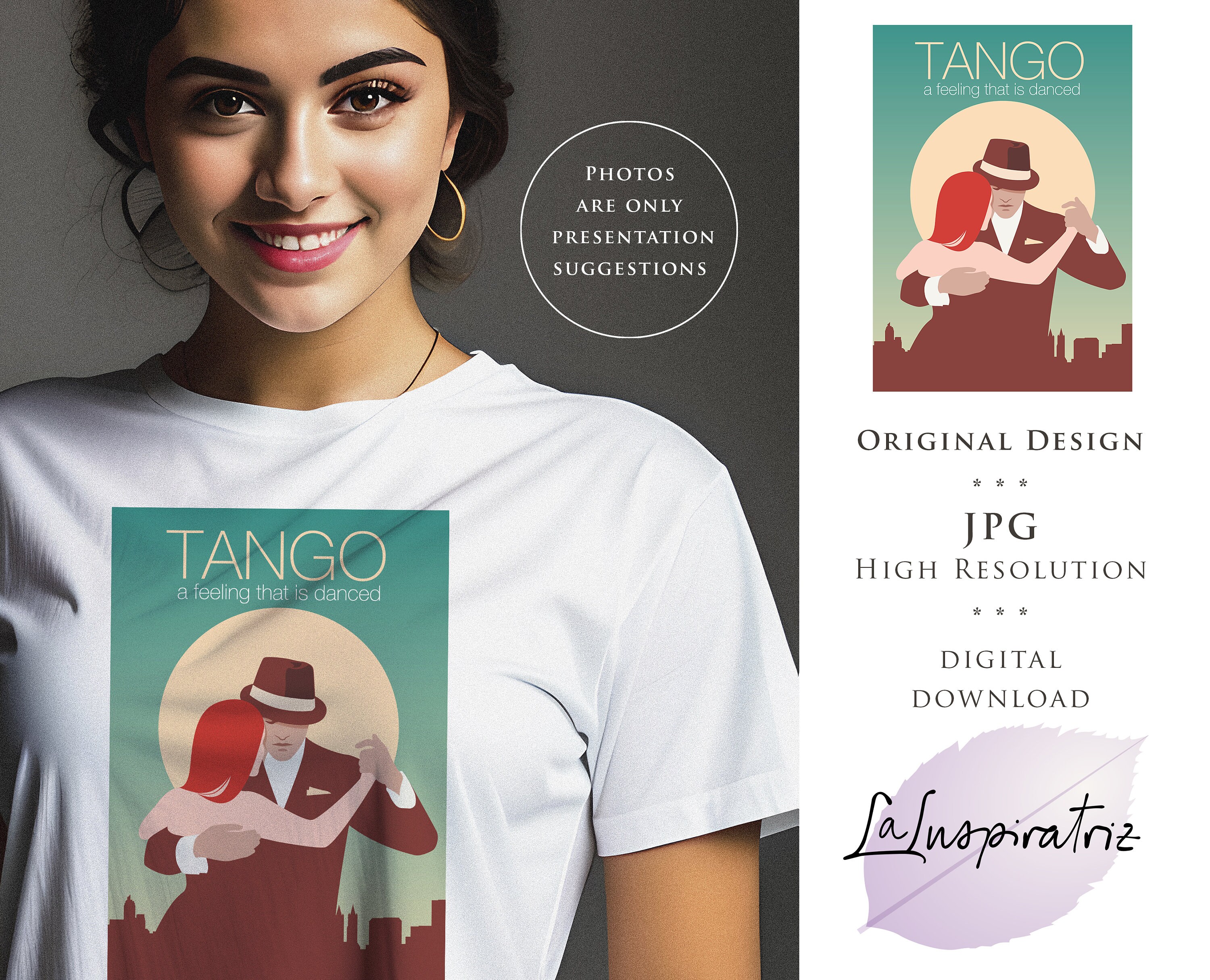 TANGO DANCERS Art Print. Digital Download. Sublimation Tango Design ...