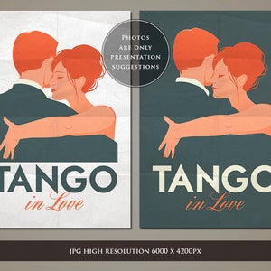 TANGO DANCERS Couple Print. ILLUSTRATION Digital Download. Sublimation ...