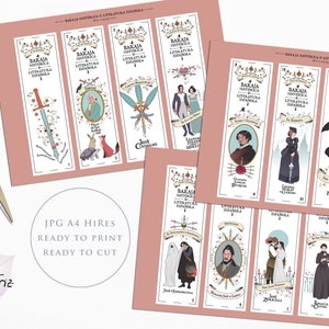 12 PRINTABLE BOOKMARKS Historic Spanish Literature. Playing Cards ART Print. Spanish Deck. Digital Download. Bookmark Ready to Print. 画像 5