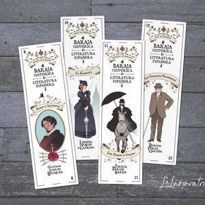 12 PRINTABLE BOOKMARKS Historic Spanish Literature. Playing Cards ART Print. Spanish Deck. Digital Download. Bookmark Ready to Print. 画像 3