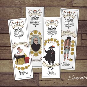 12 PRINTABLE BOOKMARKS Historic Spanish Literature. Playing Cards ART Print. Spanish Deck. Digital Download. Bookmark Ready to Print. image 2