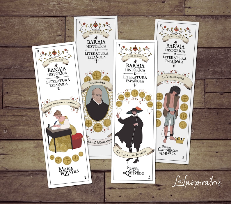 12 PRINTABLE BOOKMARKS Historic Spanish Literature. Playing Cards ART Print. Spanish Deck. Digital Download. Bookmark Ready to Print. image 2