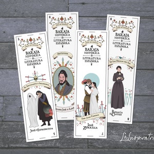 12 PRINTABLE BOOKMARKS Historic Spanish Literature. Playing Cards ART Print. Spanish Deck. Digital Download. Bookmark Ready to Print. 画像 2