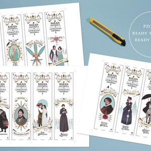 12 PRINTABLE BOOKMARKS Historic Spanish Literature. Playing Cards ART Print. Spanish Deck. Digital Download. Bookmark Ready to Print. 画像 6
