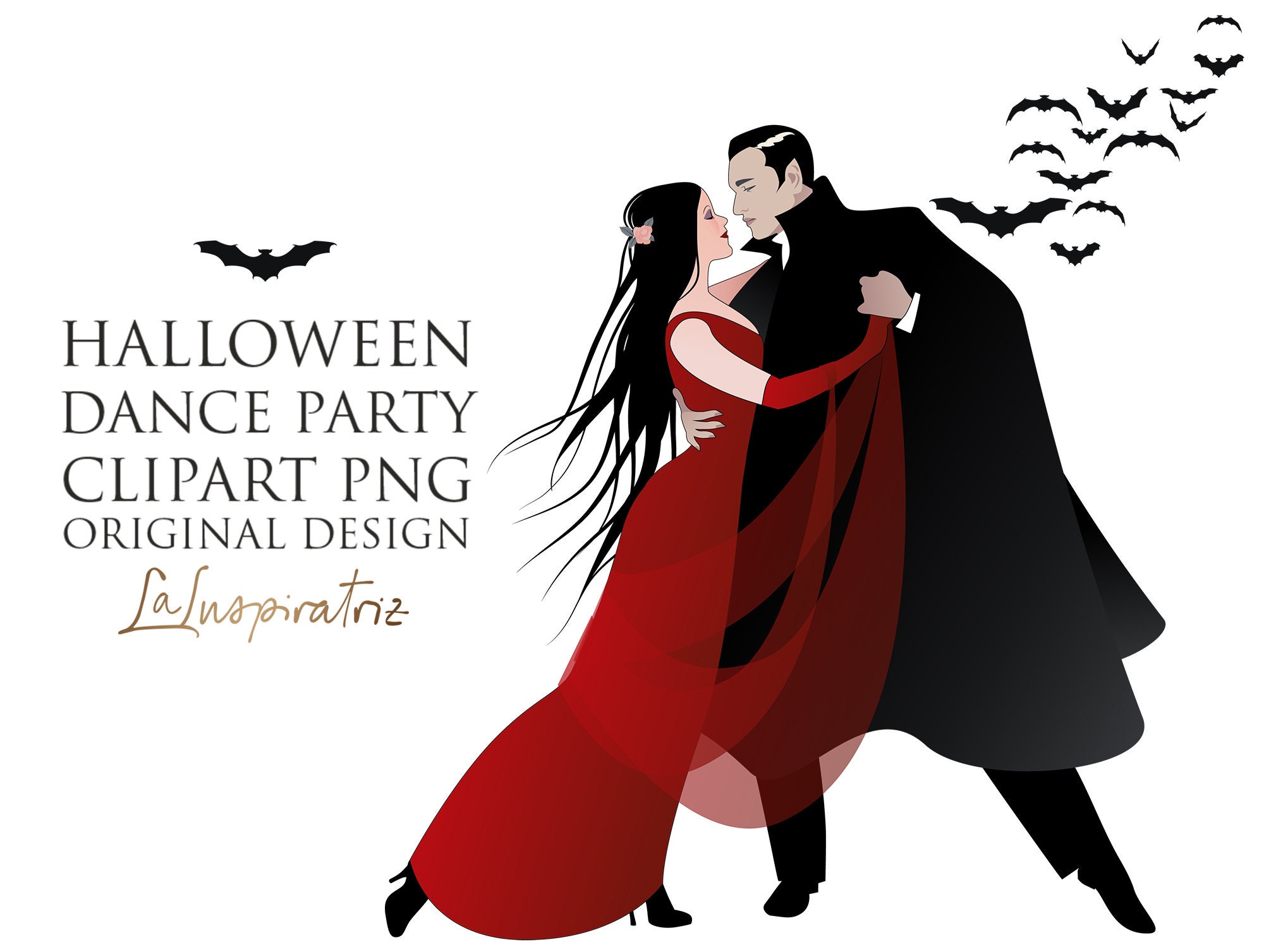 VAMPIRE Couple CLIPART Halloween Dance Party Instant - Etsy
