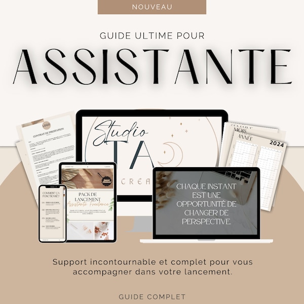 Pack complet pour Assistante freelance - Guide de lancement pour Assistante Indépendante - Workbook personnalisable