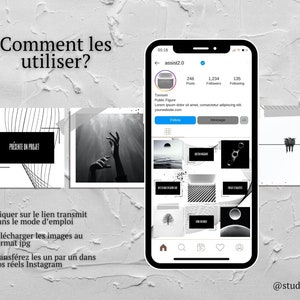 Instagram Puzzle - CANVA Template - Black and White - Insta Posts