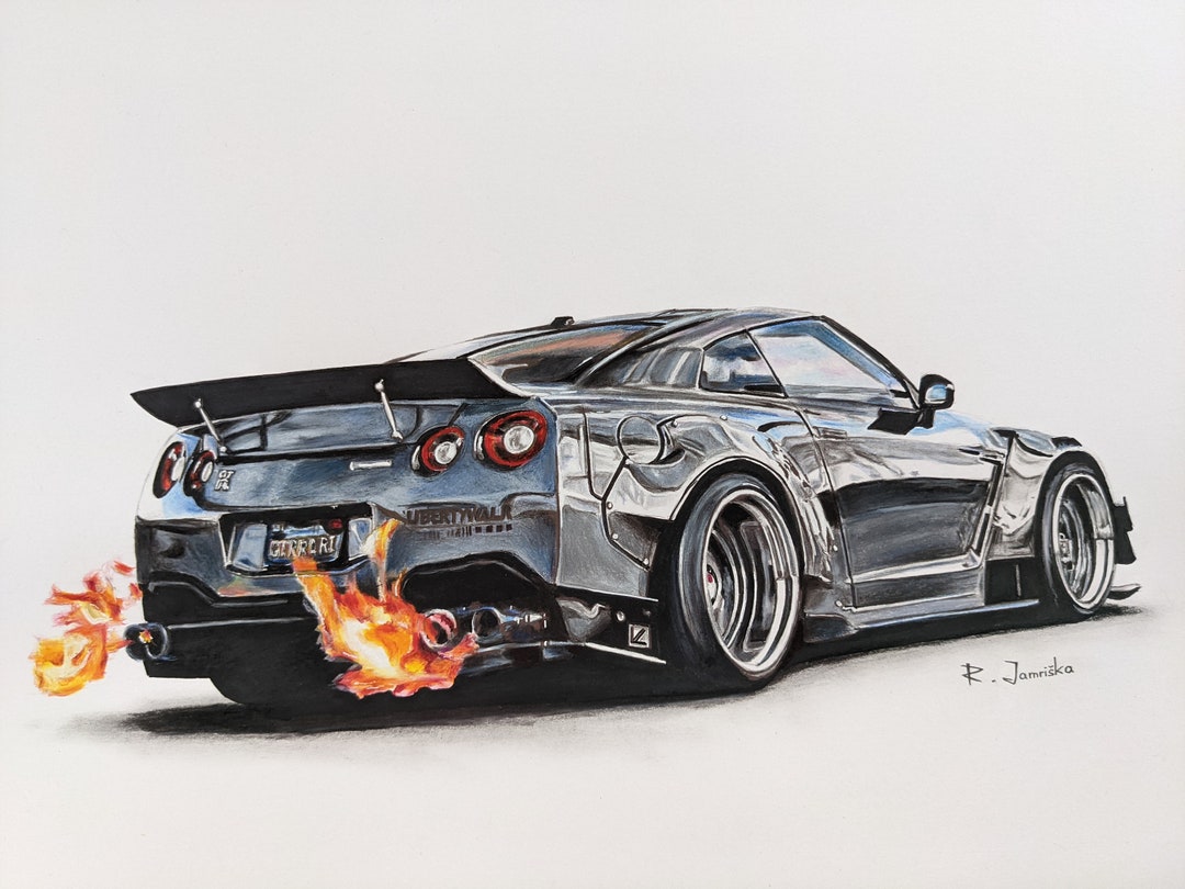 Nissan GT-R Car Drawing: Print Posters - Etsy UK