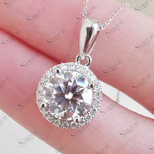 Halo Diamond Pendant for Her Lab Grown Diamond Round Pendant Anniversary Gift for Wife Round Cut Diamond Pendant Birthday Gift for Bridal