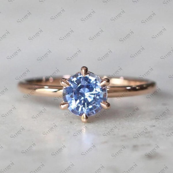 Dainty Ceylon Sapphire Ring Vintage Sapphire Engagement Ring September Birthstone Ring Art Deco Ring Antique Ring for Women