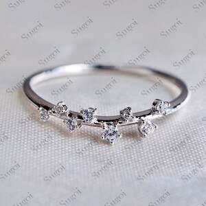 Diamond Ring / 14k Gold Diamond Cluster Ring / Diamond Stackable Ring / Bridal Jewelry / Diamond Wedding Band / Memorial Day Sale