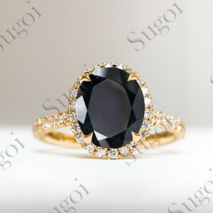 Black onyx engagement ring Rose gold vintage engagement ring for women Unique Halo Diamond  Antique art deco Anniversary gift