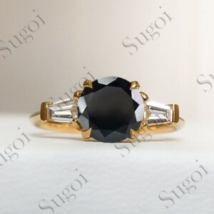 Natural Black Onyx Round Cut Engagement Ring, Black Onyx Wedding Ring, Promise Ring For Her, Black Diamond Ring, Anniversary Gift For Women