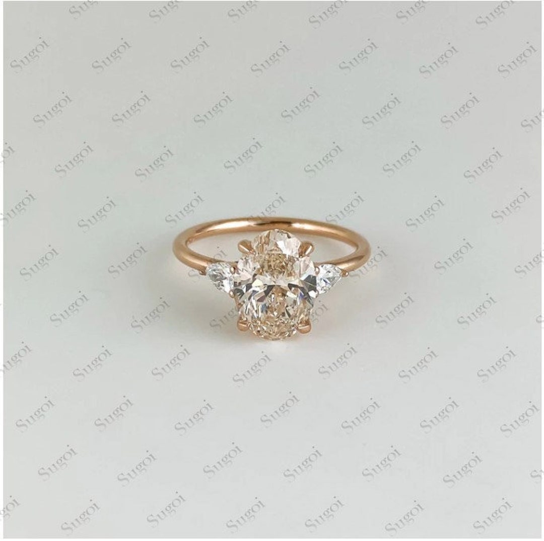 Oval Champagne Moissanite Engagement Ring 2.41 Ct Oval Moissanite Ring — free download