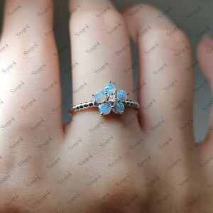 Dainty Opal Ring, Opal Stacking Ring, White Opal Ring, Gold Opal Ring, Sterling Silver Opal Ring, Delicate Opal Ring, Bridesmaid Gift
