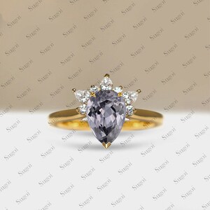 14K Solid Gold Grey Spinel Gemstone Ring, Grey Spinel Engagement Ring, Customization 10K/14K/18K Solid Gold August Birthstone Ring