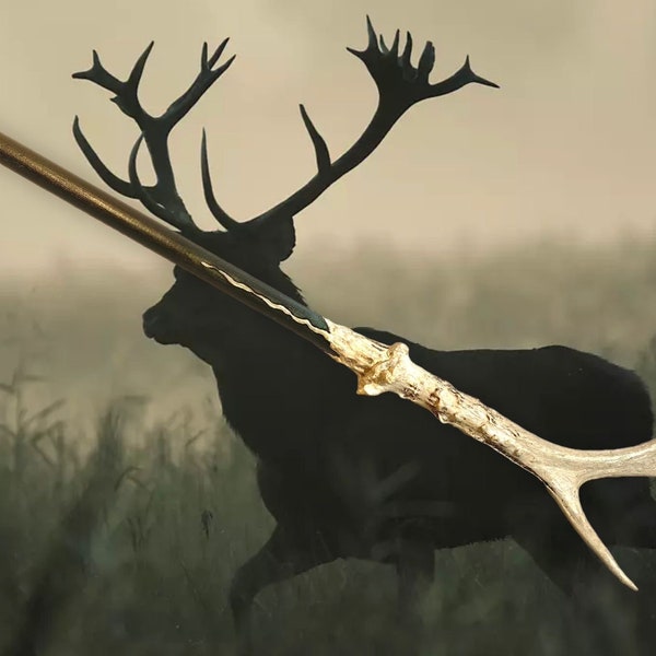 Magic wand with handle made of deer antlers