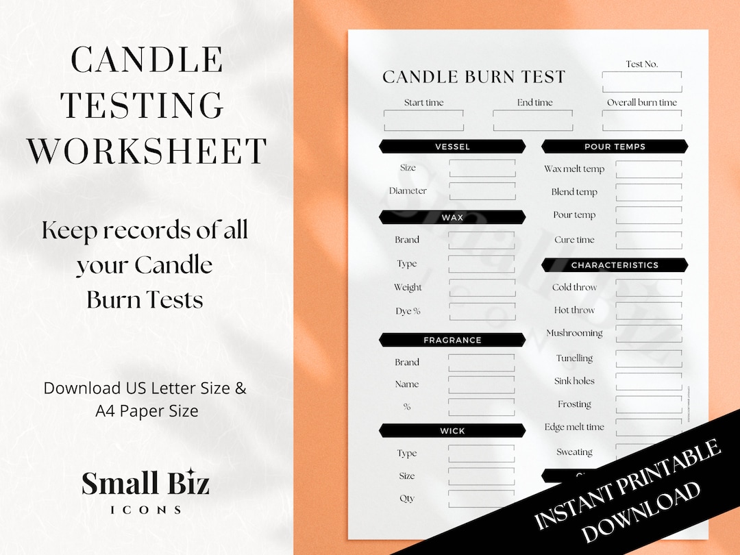 Candle Testing Worksheet Candle Testing Candle Business Template Candle