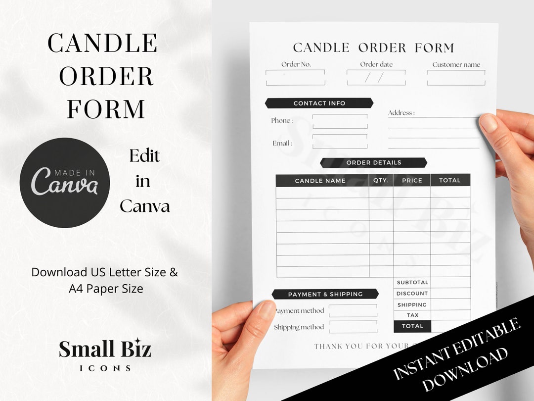 Candle Order Form Candle Invoice Candle Business Candle Order Form