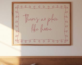 Stampa "Non c'è posto come casa", tipografia disegnata a mano in rosa, decorazione da parete neutra STAMPABILE, graziosa decorazione da parete sopra il letto, decorazione da dormitorio femminile n. 27