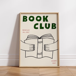 Book Club Print, Retro Apartment Wall Art PRINTABLE Bookish Print, Book Lover Reading Gift, Book Poster Reading Corner Decor #58