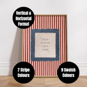 Jouw tekst aangepaste muurkunst: gestreepte gepersonaliseerde print, schattige aangepaste tekstcitaatprint (digitale download) #C2