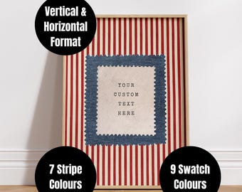 Your Text Custom Wall Art: Striped Personalized Print, Cute Text Custom Quote Print (Digital Download) #C2