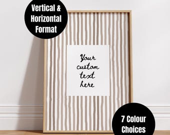 Your Text Custom Wall Art: Hand Drawn Personalized Print, Striped Custom Quote Print (Digital Download) #C1