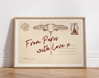 Impresión "Desde París con amor": Postal vintage francesa imprimible con cita artística, decoración estética femenina n.° 94