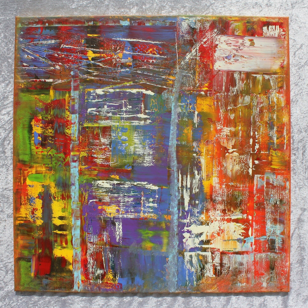 Large Acrylic Painting Using Squeegee Technique on Canvas 100 Etsy