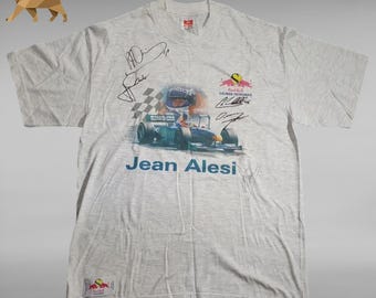 Jean Alesi, Johnny Herbert, Peter Diniz, Mika Salo Red Bull Sauber Petronas F1 Formel 1 T-Shirt 90er Jahre HAND SIGNIERT Autogramm T-Shirt Größe L