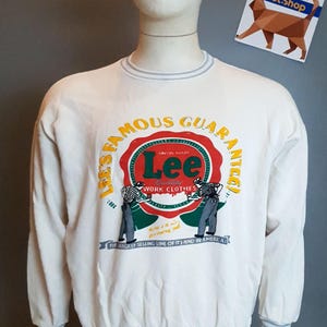 Lee USA 70s-80s Vintage Rare Long Sleeve Pullover Sweatshirt - Retro Print - Made in England - Size Medium