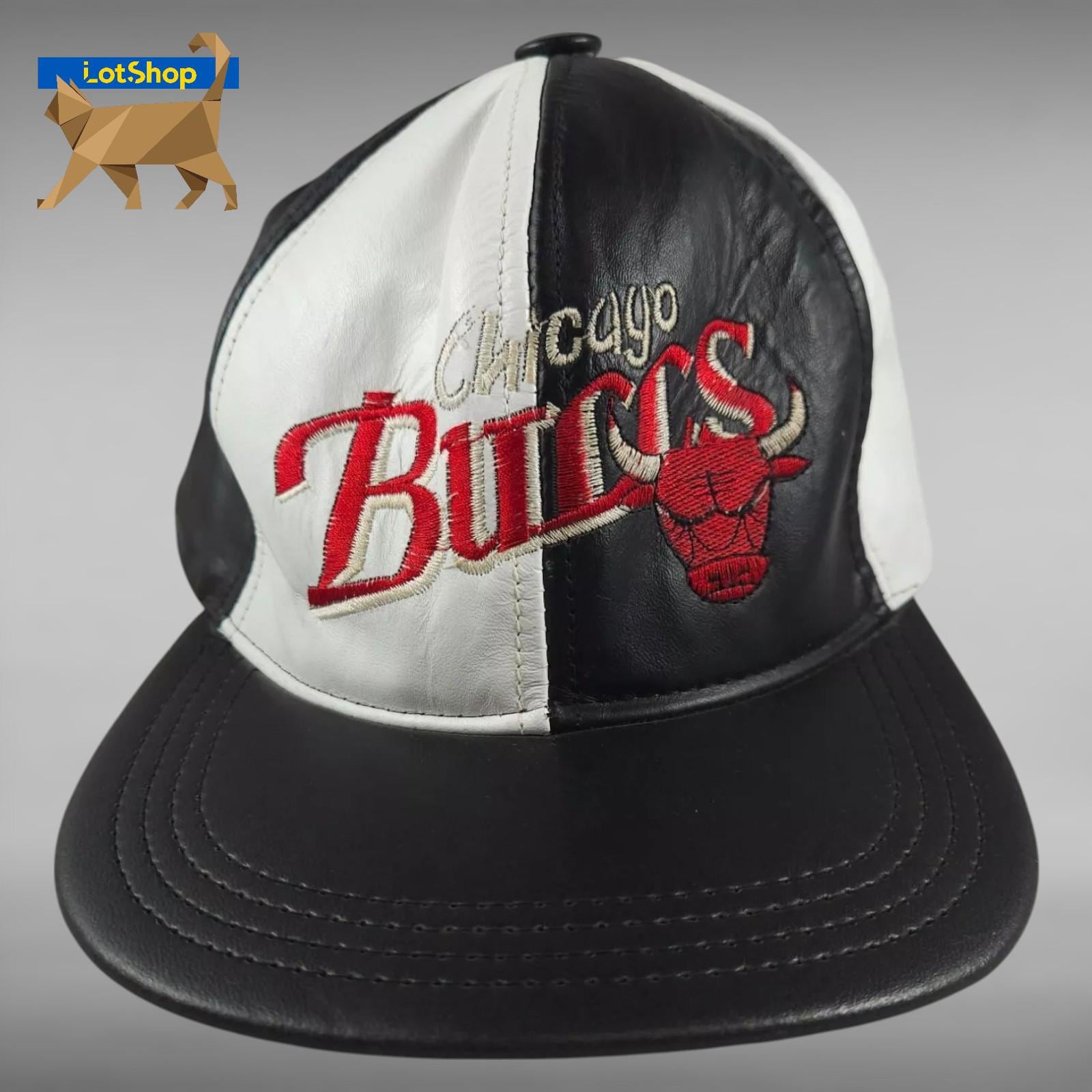 Vintage Chicago Bulls Leather Snapback Cap 1990s NBA Dynasty Era
