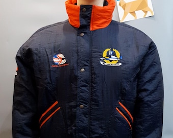 Williams Renault Nigel Mansell Racing Formula 1 One F1 Vintage Men&#39;s Navy-Orange Bomber Jacket - Furniture Riri - Size Large