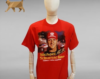 Maglietta rossa in cotone raro, taglia grande, vintage, F1 Racing Tour 2000, Michael Schumacher, Ferrari, Formula One Legend