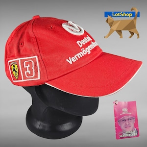 2000 Michael Schumacher F1 World Champion Ferrari Formula 1 Racing Red Hat Cap NEW - Vintage F1 Collectible - Rare TAG &quot;Not for Sale&quot;