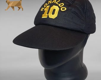 Vintage Ronaldo #10 Hat El Fenomeno Brazil - Black Football Soccer Cap One Size Retro Sports Memorabilia Gift