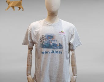 Vintage 90er Jahre Jean Alesi Red Bull Sauber Petronas F1 Racing T-Shirt Hanes Extra Large Motorsport Fan Graues Baumwoll-T-Shirt