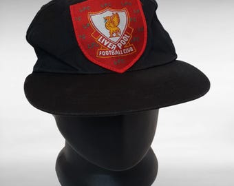 Vintage Liverpool FC 1990s Liverbird Crest Cap Black Snapback Football LFC Hat