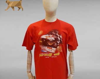 Maglietta vintage in cotone rosso da corsa Michael Schumacher Ferrari Formula Uno F1 Campione del mondo Extra Large XL