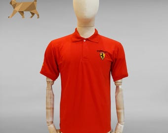 Polo vintage Ferrari de 1996, de algodón, color rojo, para hombre, talla grande, ideal como regalo para aficionados a la F1.