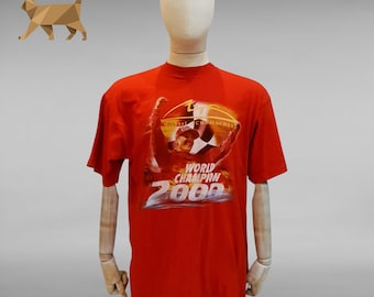 Vintage 2000 Michael Schumacher Ferrari F1 Weltmeister Rotes Baumwolle T-Shirt T-Shirt Herren XL