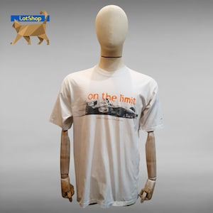 Maglietta bianca da uomo vintage West McLaren Mercedes &quot;On the Limit&quot; Racing Line Formula Uno F1, taglia L - Regalo per gli appassionati di sport motoristici
