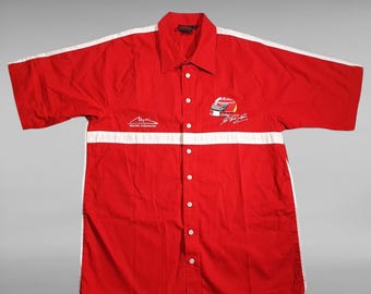 Vintage Michael Schumacher Ferrari F1 Rot Cotton Racing Kurzarm-Shirt Herren groß