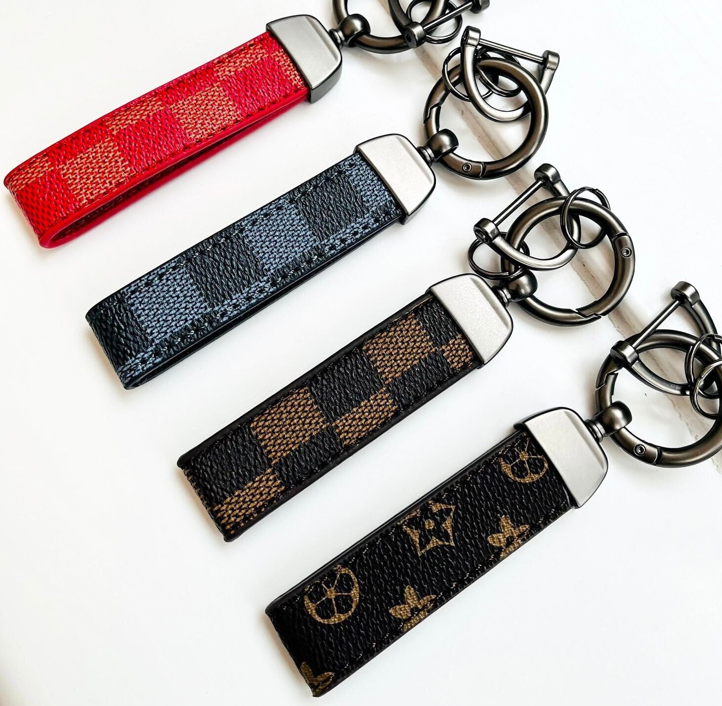 LOUIS VUITTON Key ring holder chain Bag charm AUTH Pochette Cle Initials LV  F/S