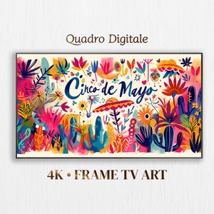 Marco de fotos para TV con el Cinco de Mayo, arte mexicano para televisores Samsung, descarga digital