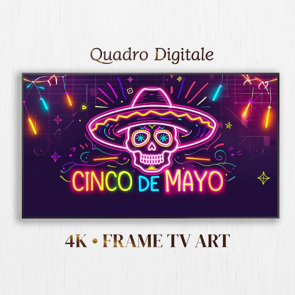 Frame TV Art, Hisense Canvas TV, Neon Sign Cinco De Mayo, Mexican Art for Samsung TV, Instant Download